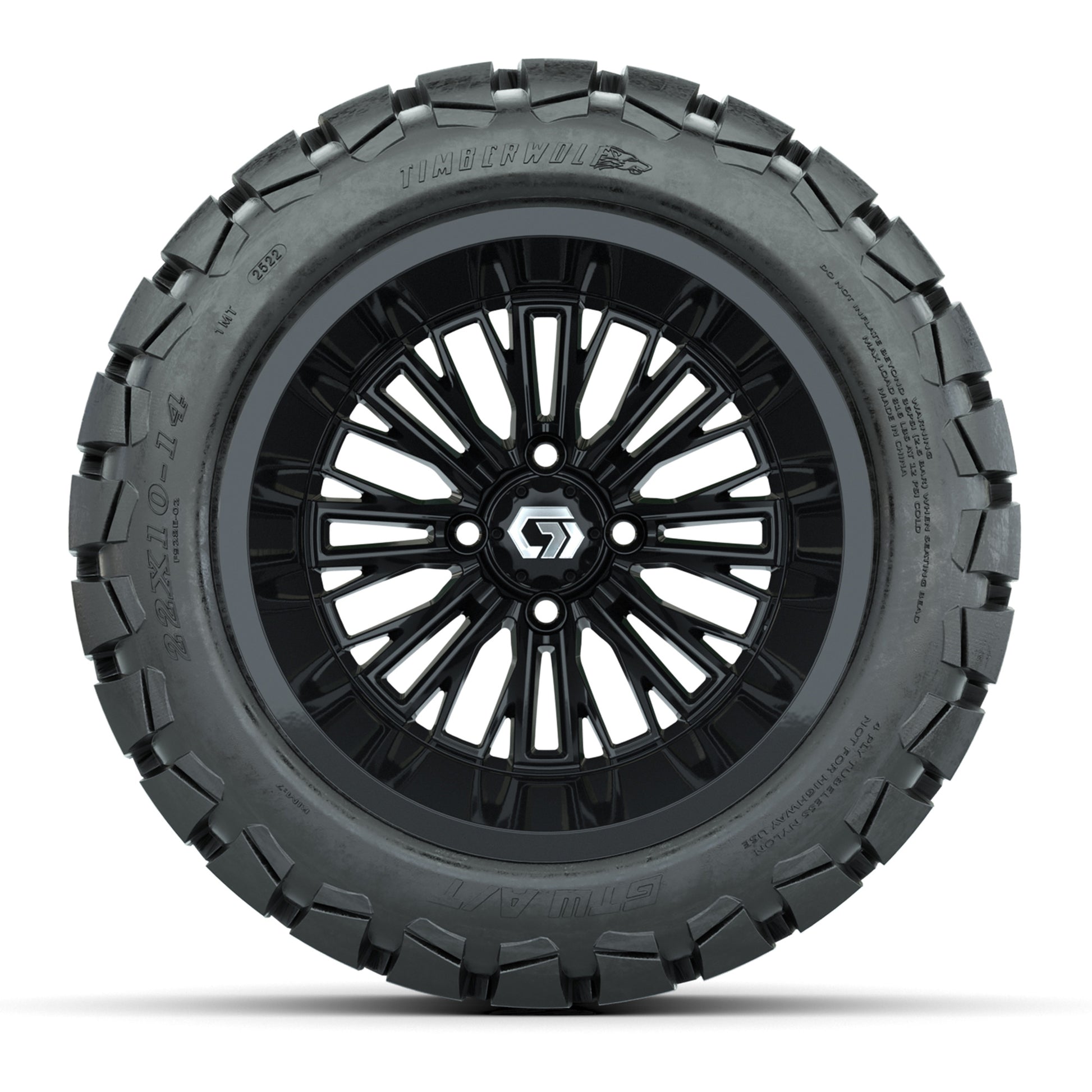 GTW Viper Gloss Black 14 in Wheels with 22X10-14 Timberwolf All-Terrain Tires – Full Set