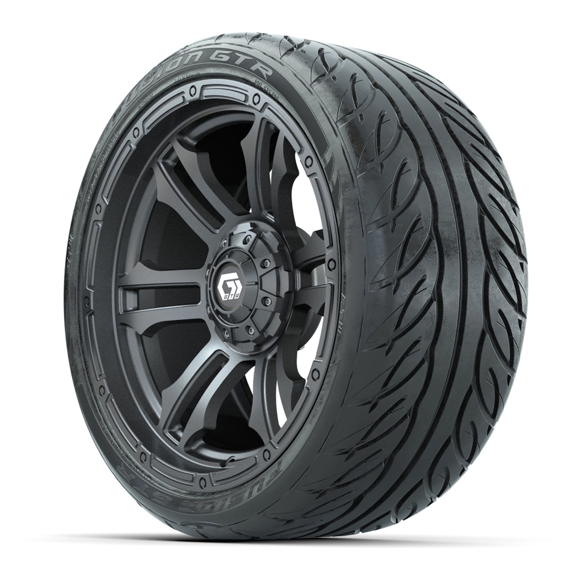 GTW® Shogun Gunmetal 15 in Wheels with 215/40-R15 Fusion GTR - 3/4 view
