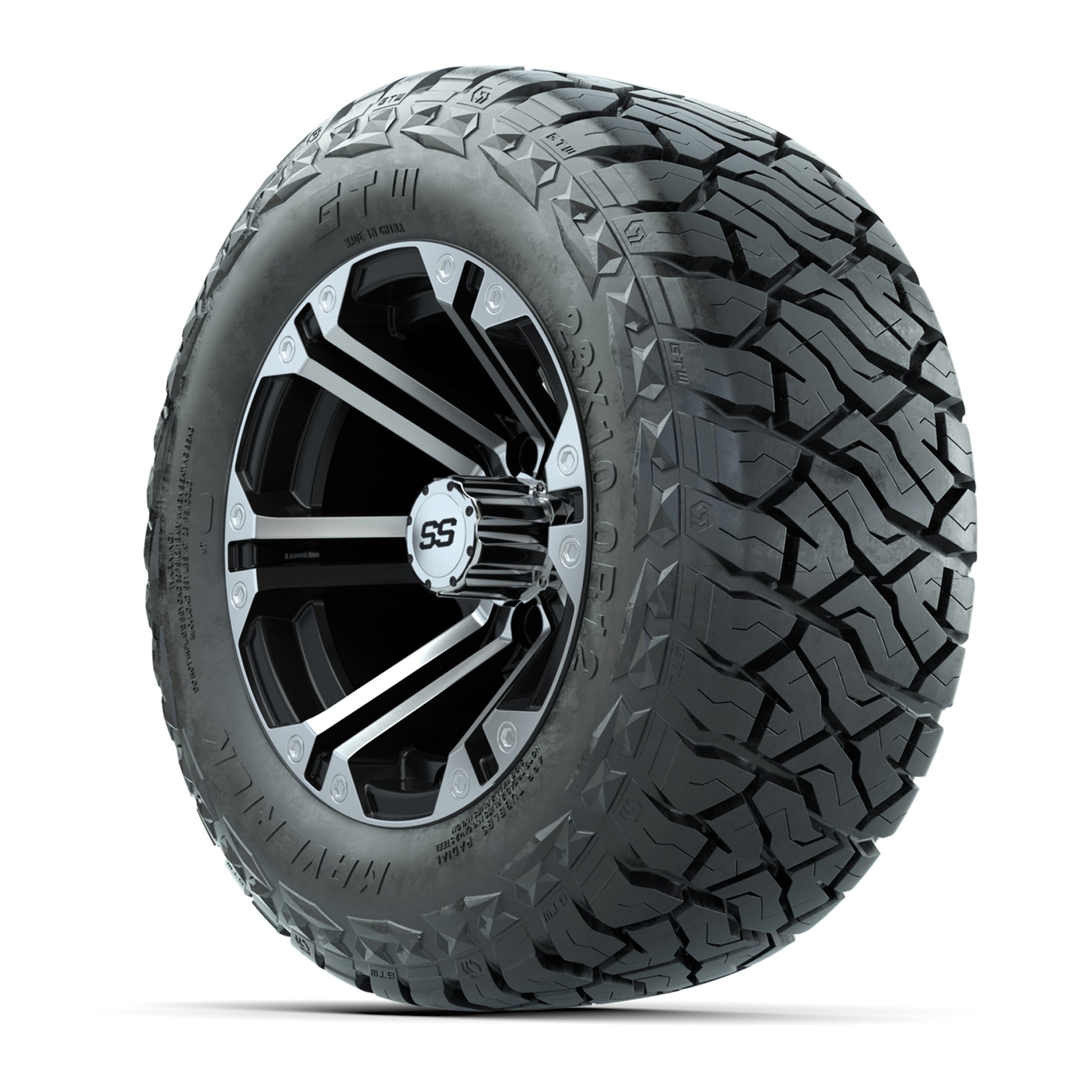 GTW Specter Black/Machined 12 in Wheels with 23x10.00-R12 Maverick All-Terrain Tires – Full Set