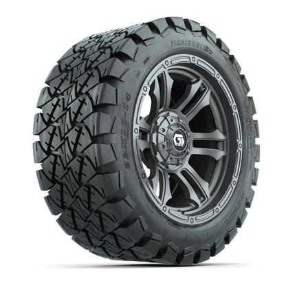GTW® Shogun Gunmetal 14 in Wheels with 22x10-14 Timberwolf All-Terrain Tires – Full Set