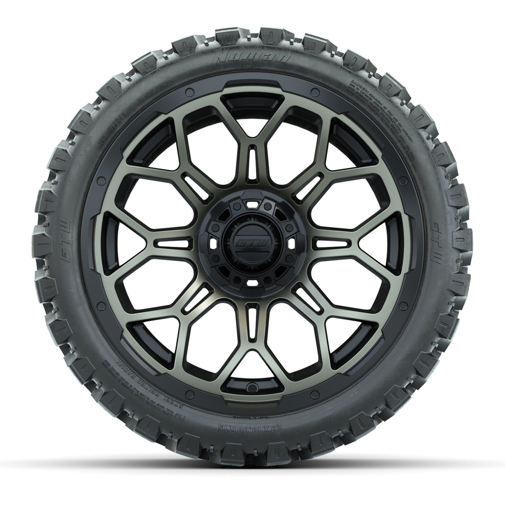 Set of (4) 15″ GTW Bravo Bronze Wheels with 23x10-R15 Nomad All-Terrain Tires