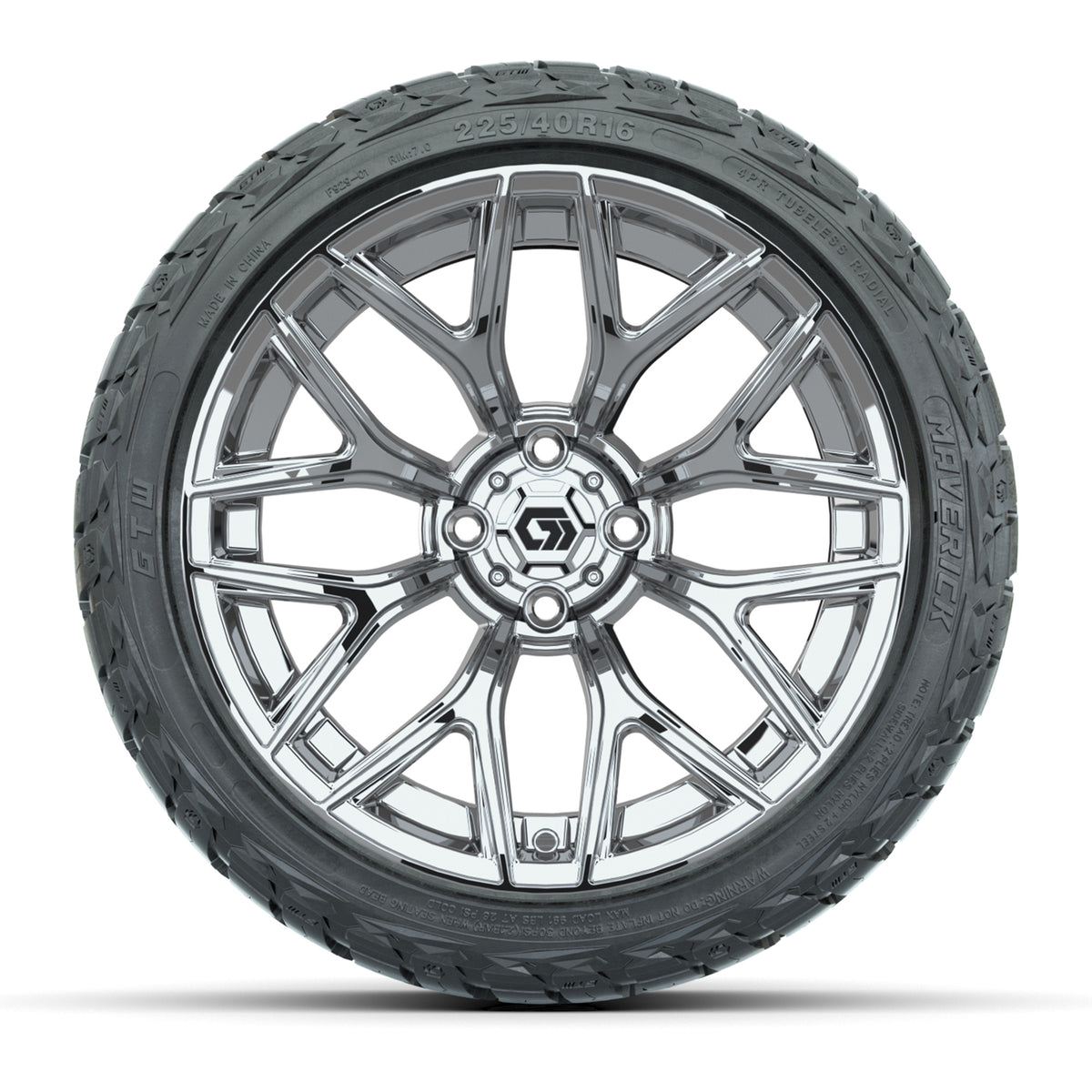 GTW Monaco Chrome 16 in Wheels with 225/40-R16 Maverick Hybrid Tires – Full Set