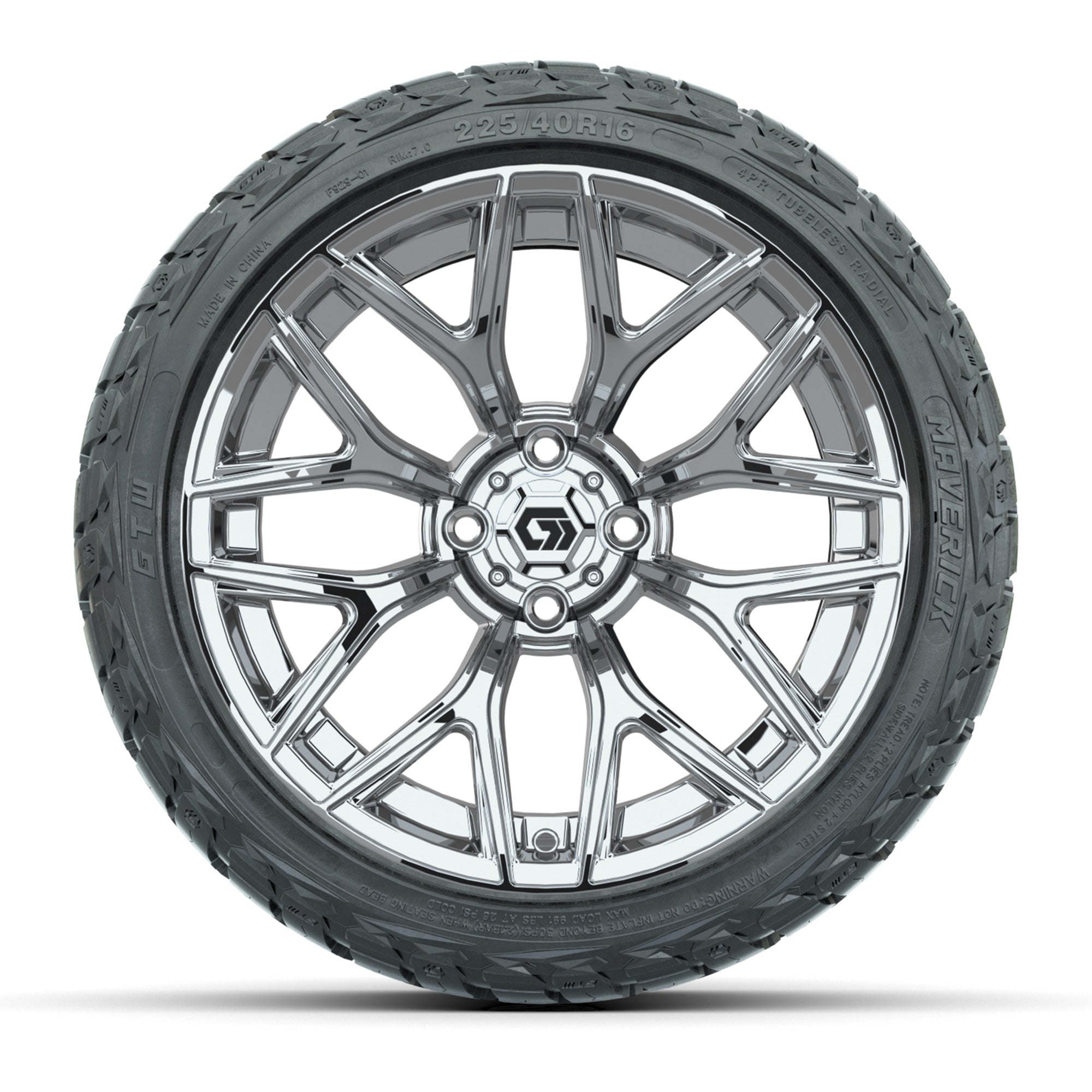 GTW Monaco Chrome 16 in Wheels with 225/40-R16 Maverick Hybrid Tires – Full Set