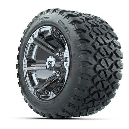 GTW® Specter Chrome 12 in Wheels with 20X10-12 Nomad Steel Belt Radial All-Terrain Tires – Full Set