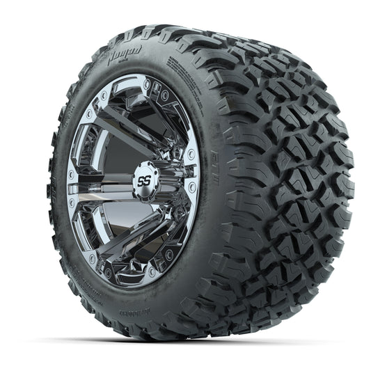 GTW® Specter Chrome 12 in Wheels with 20X10-12 Nomad Steel Belt Radial All-Terrain Tires – Full Set