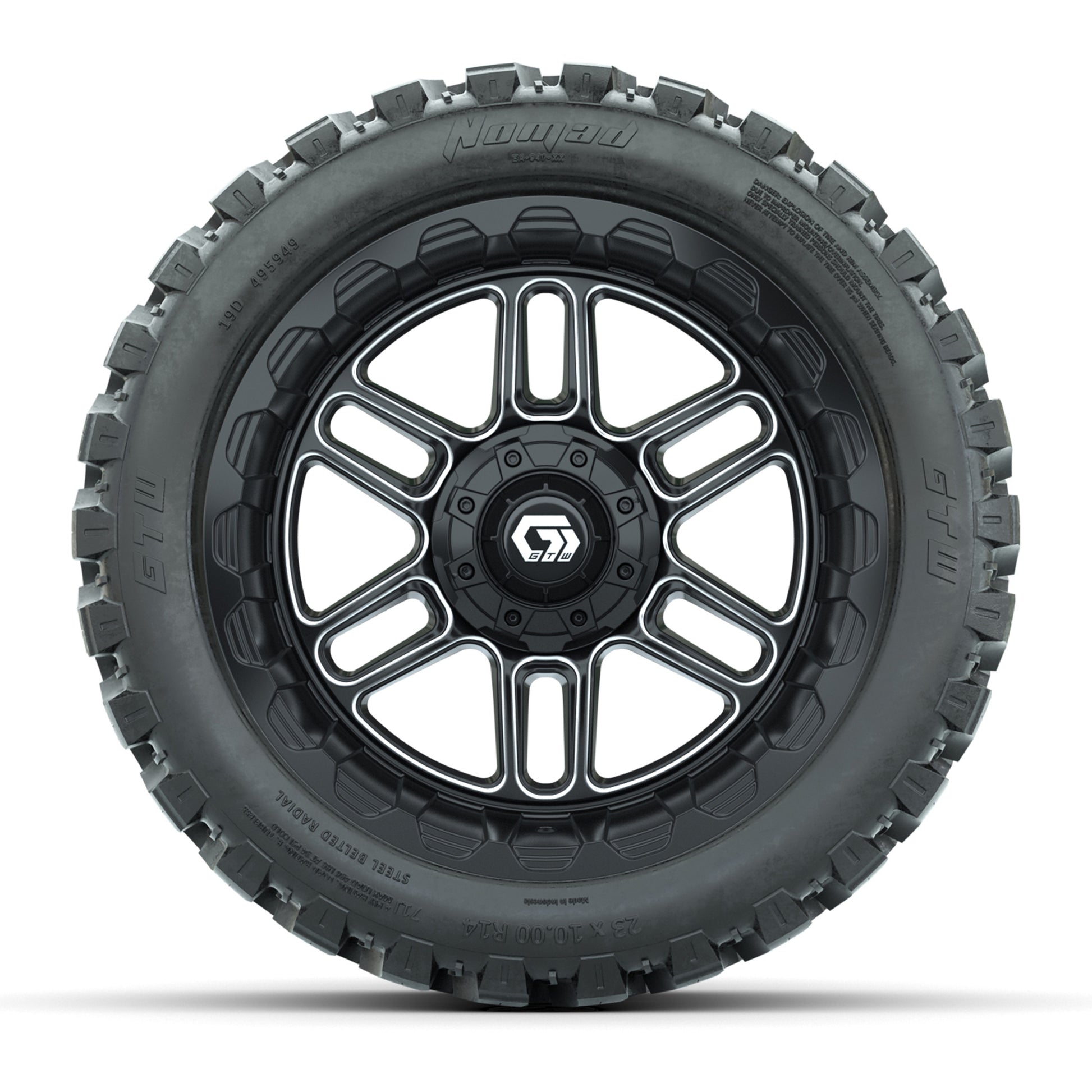 Set of (4) 14 in GTW® Titan Machined &amp; Black Wheels with - front view