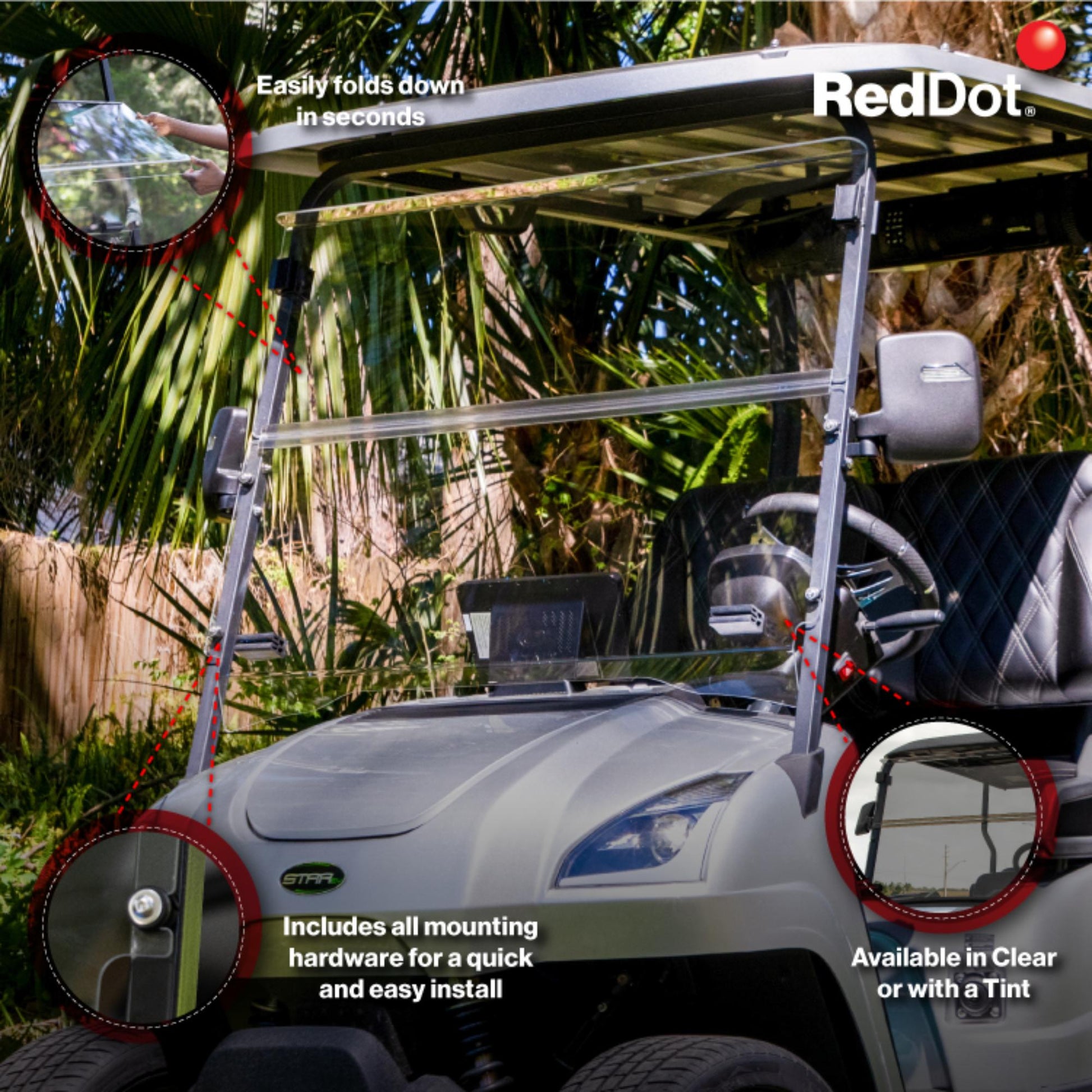 RedDot Star EV Sirius Tinted Vented Folding Windshield