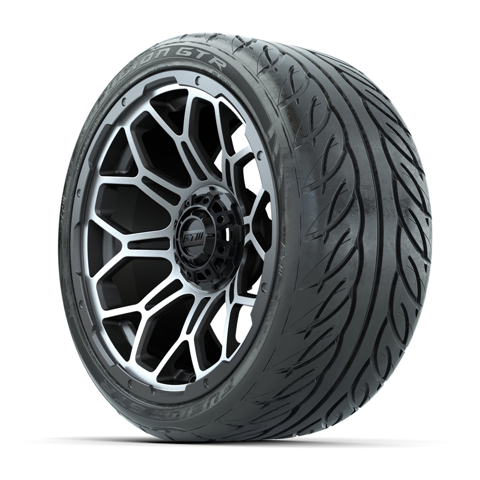GTW Bravo Matte Gray 15 in Wheels with 215/40-R15 Fusion GTR - 3/4 view