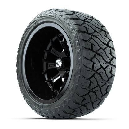 GTW Assault Gloss Black 14 in Wheels with 23X10-R14 Maverick Steel Belted Radial All-Terrain Tires – Full Set