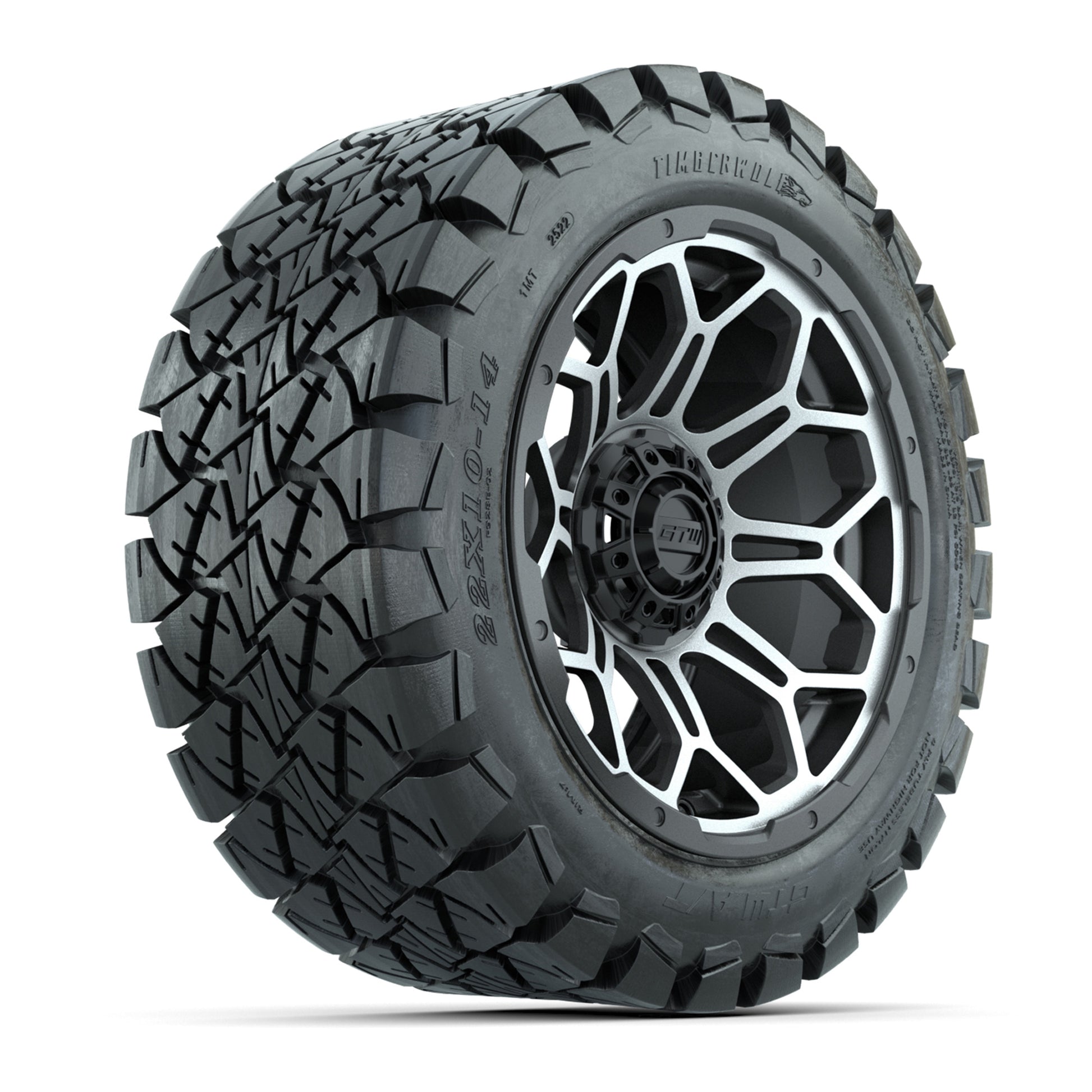 Set of (4) 14 in GTW Bravo Wheels with 22x10-14 GTW Timberwolf All-Terrain Tires