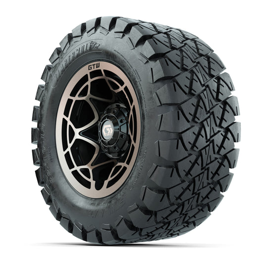 GTW® Nexus Gloss Black/Satin Bronze 12 in Wheels with 22x10-12 Timberwolf All-Terrain Tires – Full Set