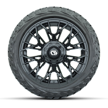 GTW Stellar Matte Black 14 in Wheels with 23x10.00-R14 Maver - front view