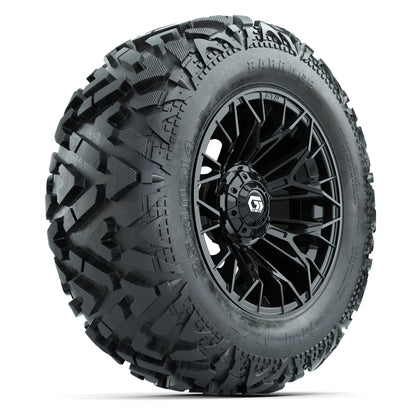 GTW Stellar Black 14 in Wheels with 25x10-14 Barrage Mud Tires – Full Set