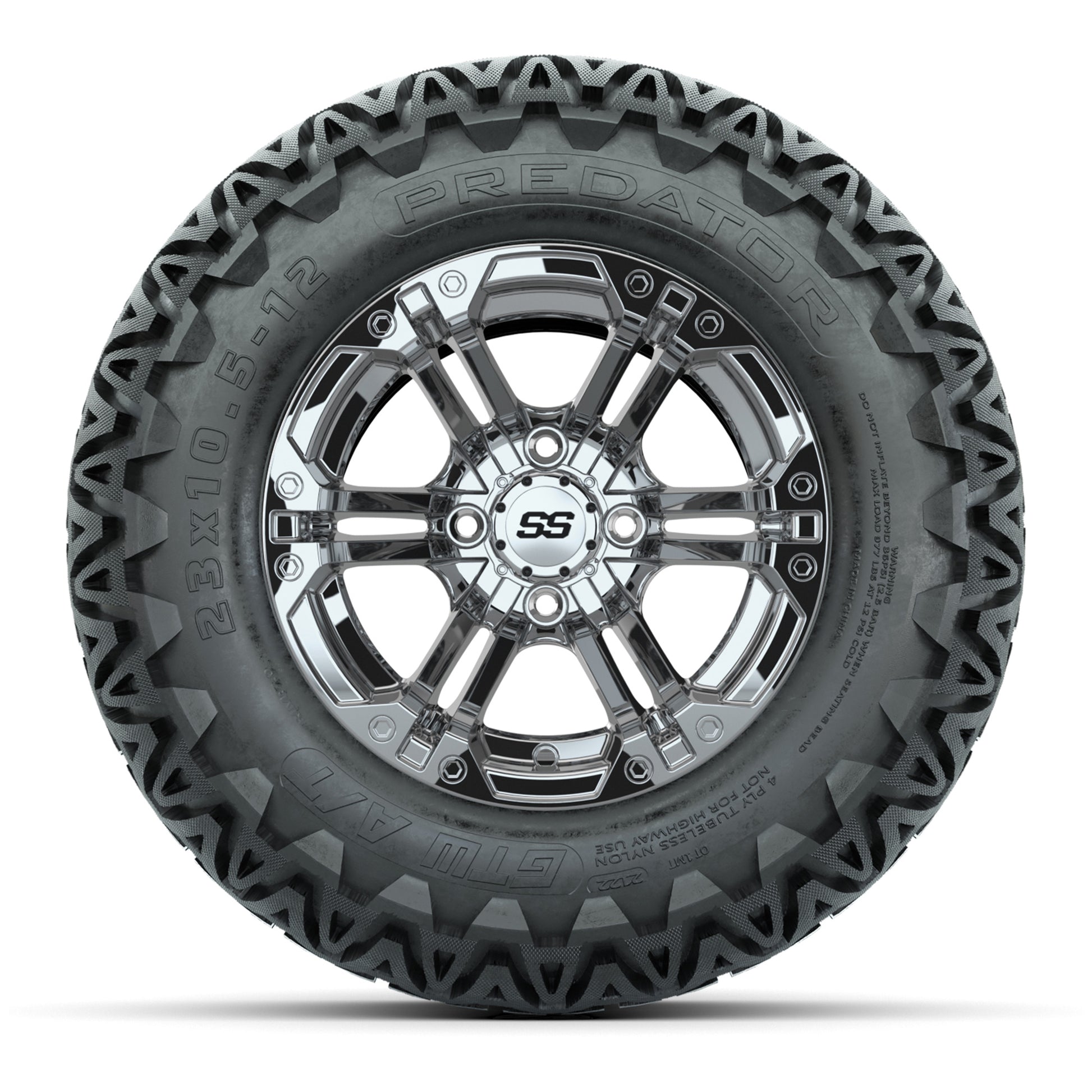 GTW Specter Chrome Wheels with 23in Predator A-T Tires - 12 Inch
