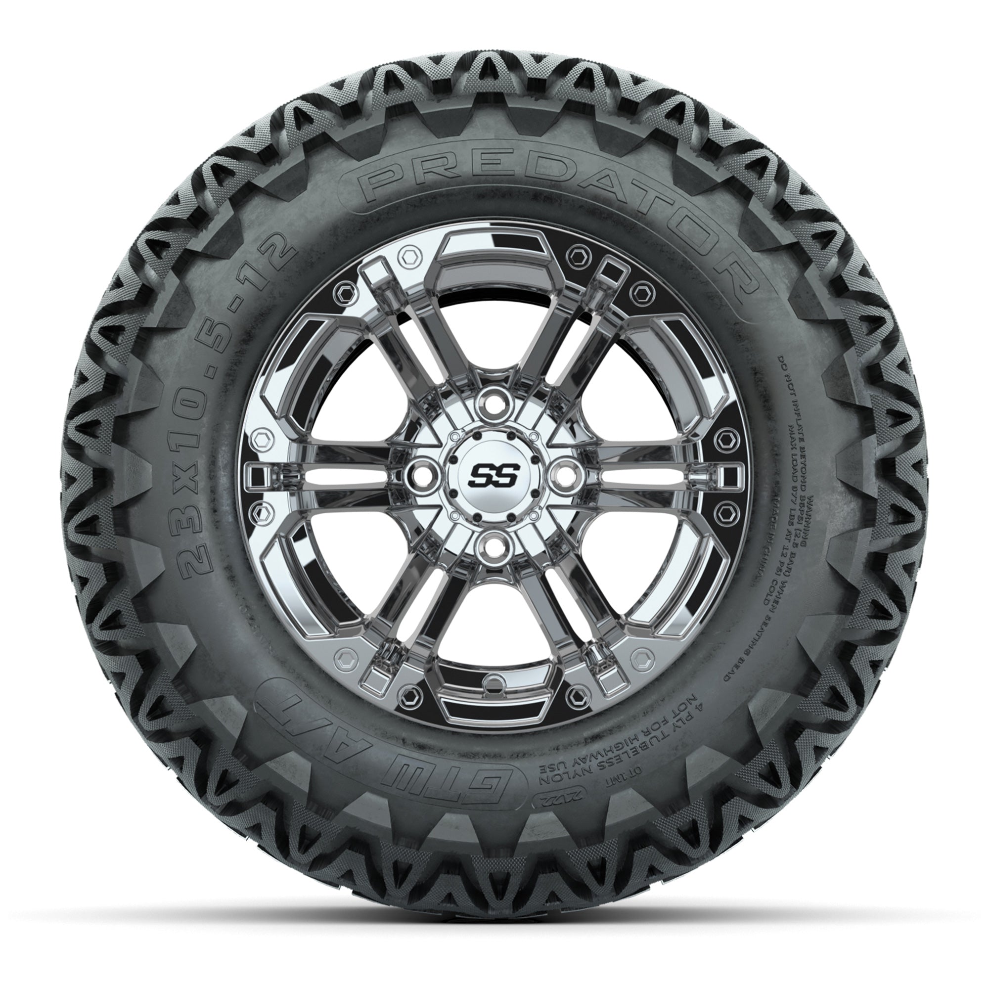 GTW Specter Chrome Wheels with 23in Predator A-T Tires - 12 Inch
