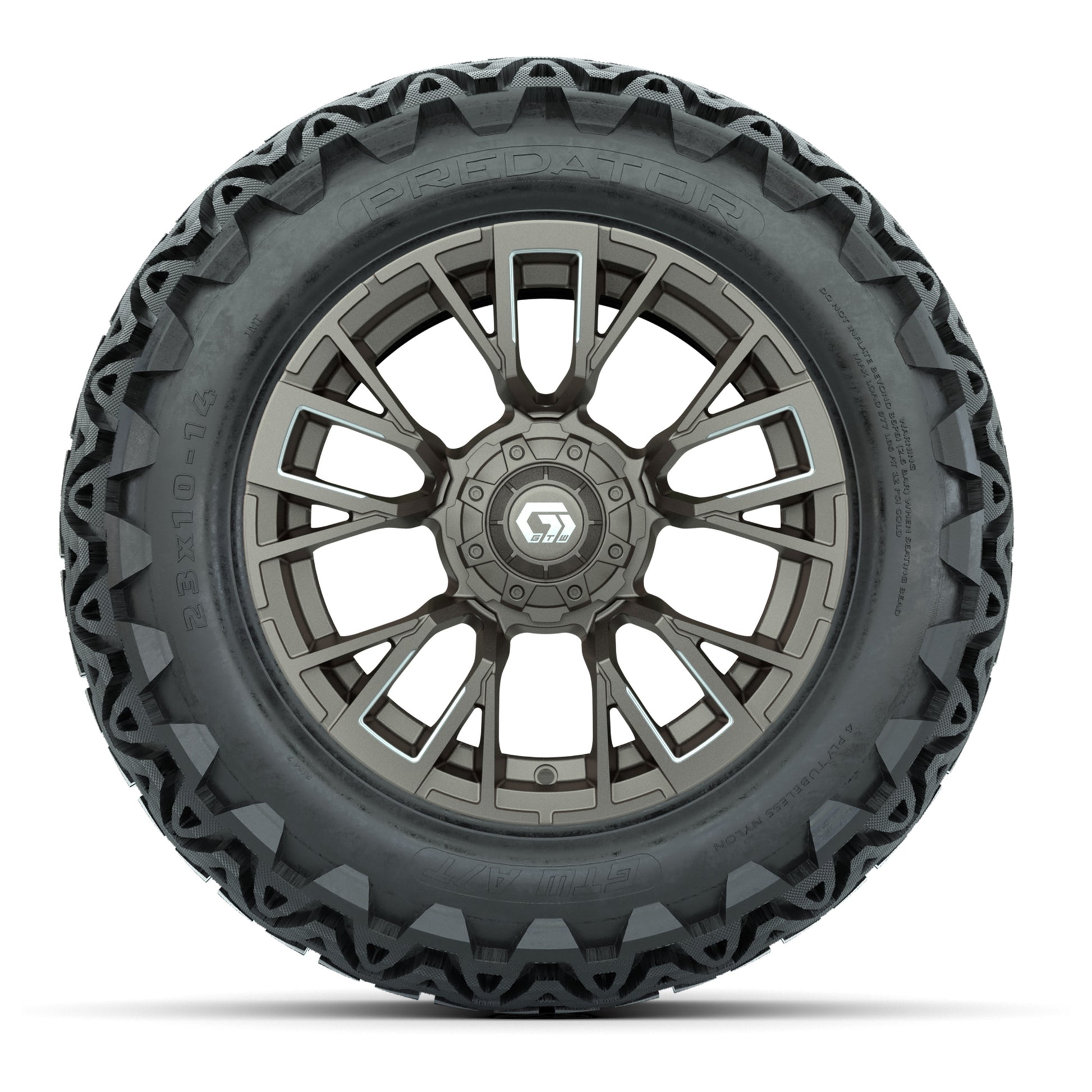 GTW® Vandal Satin Bronze/Machined 14 in Wheels with 23x10-14 - front view