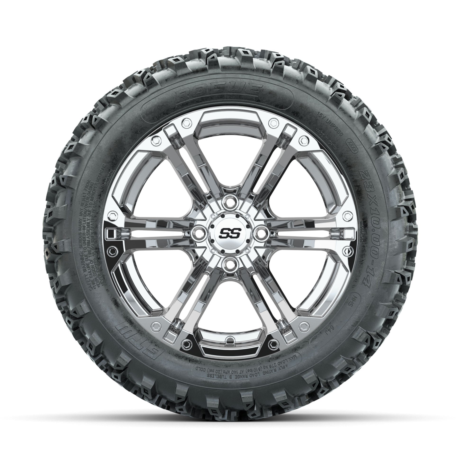 GTW Specter Chrome 14 in Wheels with 23x10.00-14 Rogue All T - front view