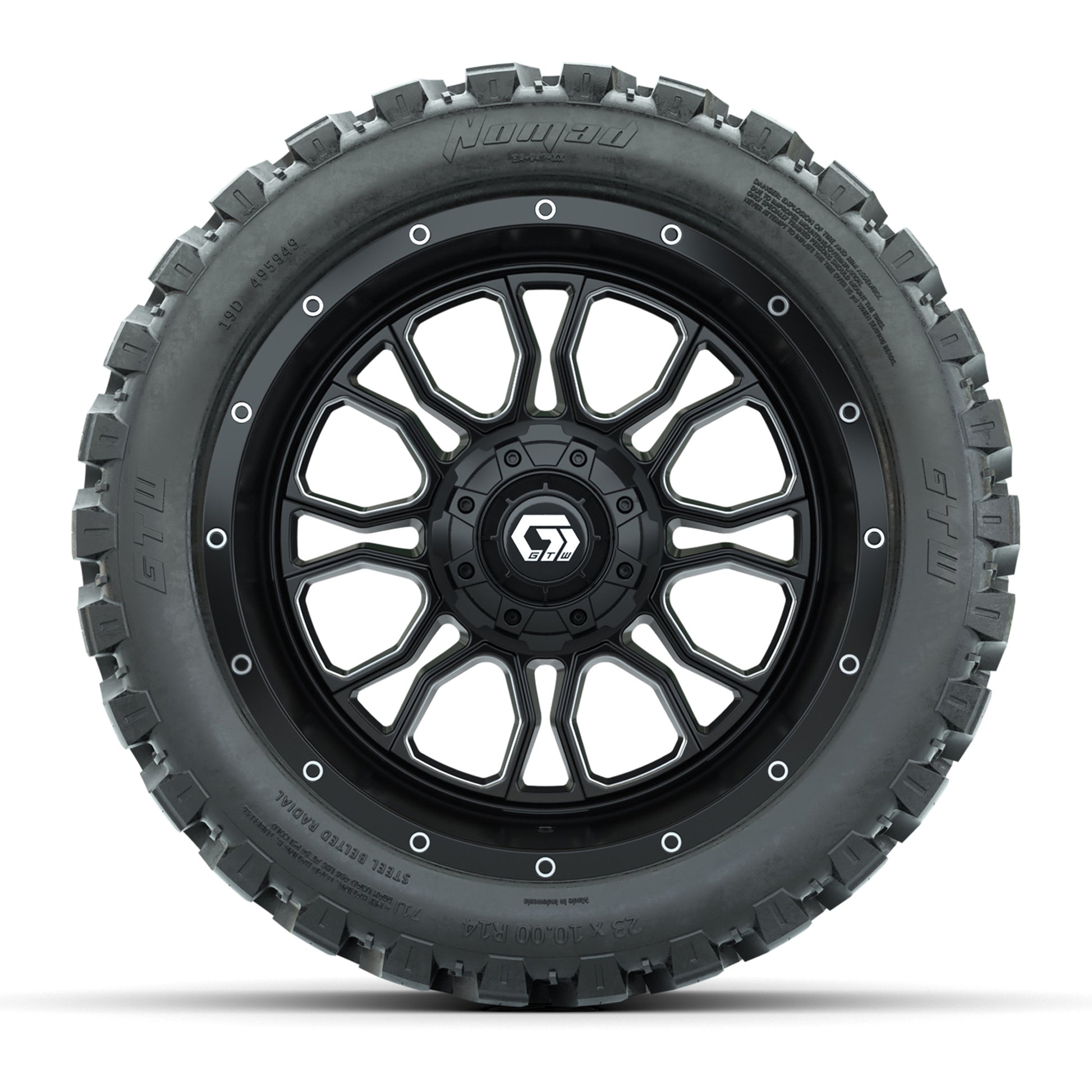 Set of (4) 14 in GTW® Volt Machined &amp; Black Wheels with  - front view