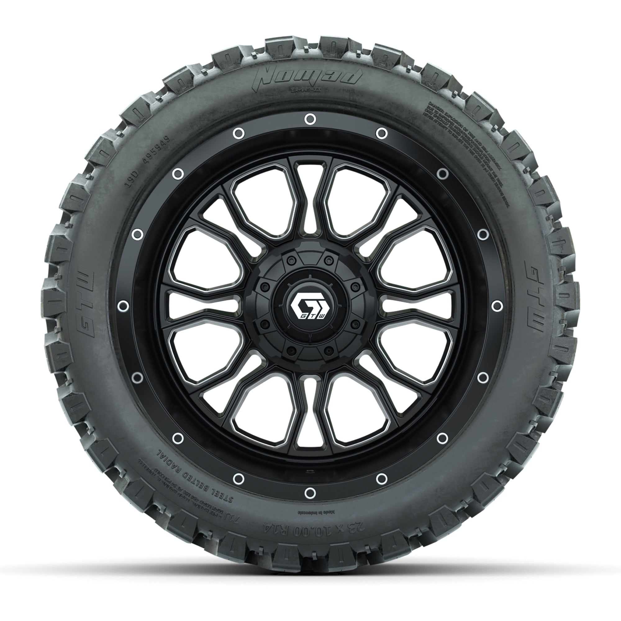 Set of (4) 14 in GTW® Volt Machined &amp; Black Wheels with  - 3/4 view