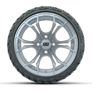 GTW® Spyder Silver Brush 14 in Wheels with 205/35-R14 Maveri - front view