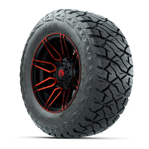 GTW Stealth Gloss Black/Red 12 in Wheels with 23x10.00-R12 Maverick All-Terrain Tires – Full Set