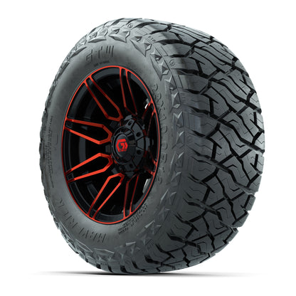 GTW Stealth Gloss Black/Red 12 in Wheels with 23x10.00-R12 Maverick All-Terrain Tires – Full Set