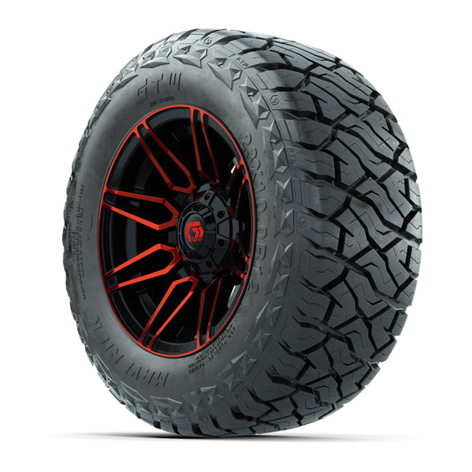 GTW Stealth Gloss Black/Red 12 in Wheels with 23x10.00-R12 Maverick All-Terrain Tires – Full Set