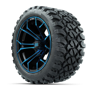 GTW Spyder Blue/Black 14 in Wheels with 23x10-14 GTW Nomad A - 3/4 view