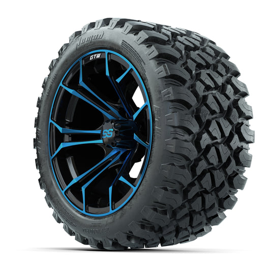 GTW Spyder Blue/Black 14 in Wheels with 23x10-14 GTW Nomad A - 3/4 view