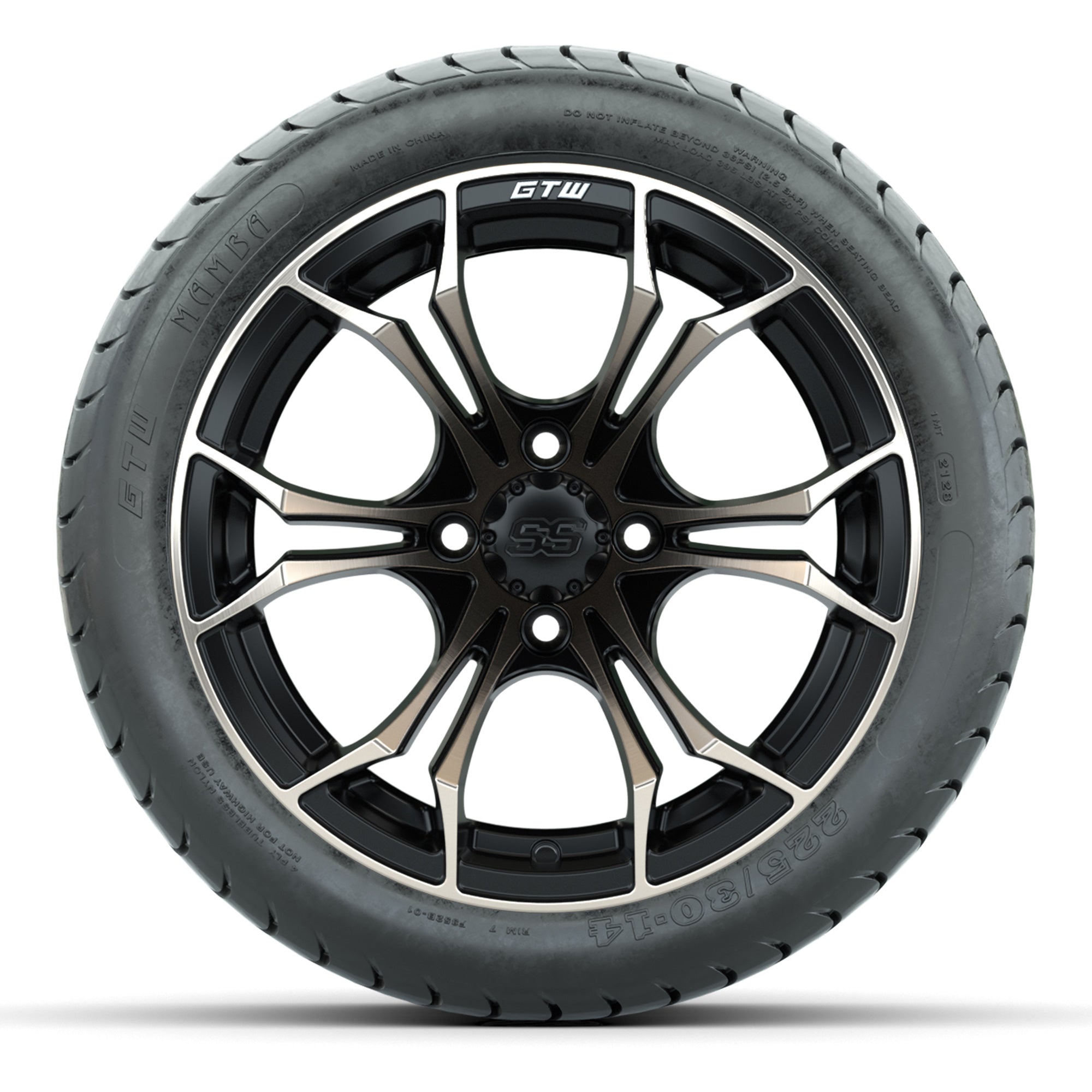 GTW Spyder Matte Black/Bronze 14 in Wheels with 225/30-14 Ma - 3/4 view