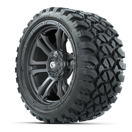 GTW® Shogun Gunmetal 15 in Wheels with 23x10-R15 Nomad Steel - 3/4 view