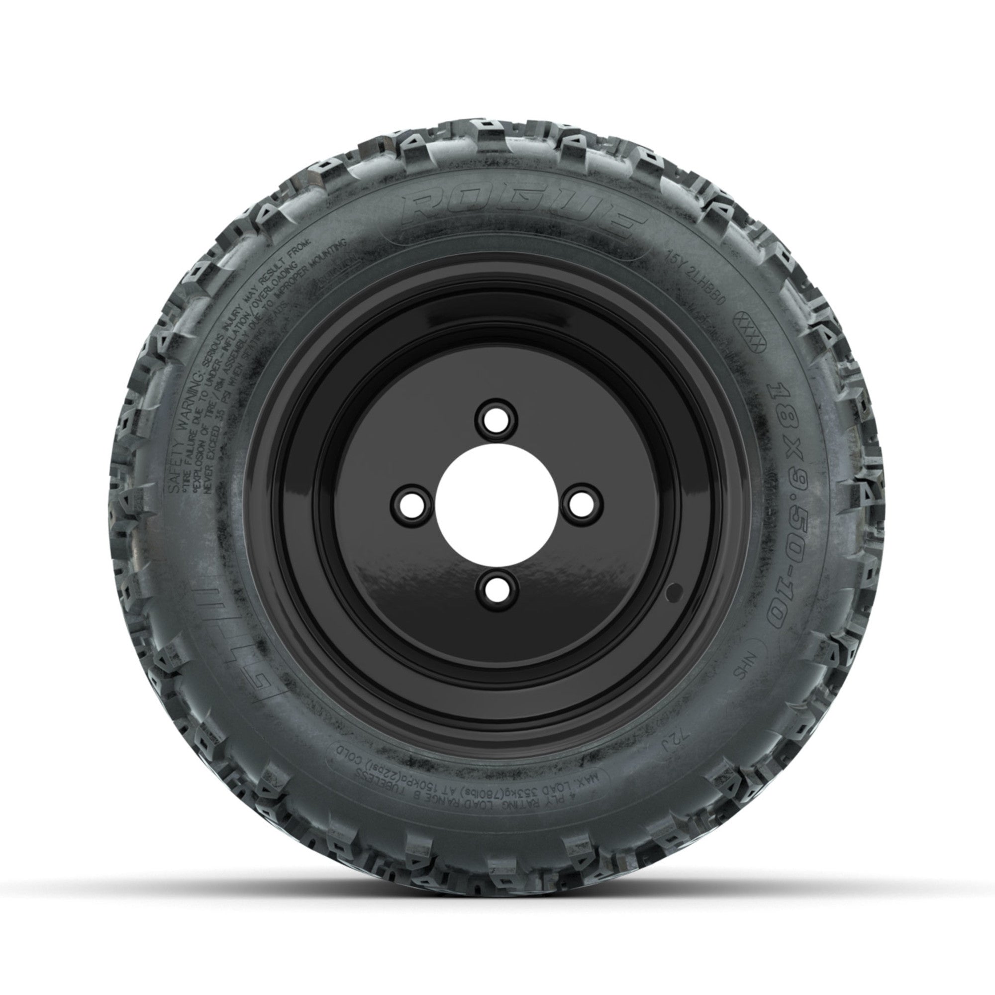 GTW Steel Black 10 in Wheels with 18x9.50-10 Rogue All Terrain Tires – Full Set