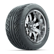 GTW® Tempest Chrome 14 in Wheels with 255/45-R14 Fusion GTR Steel Belt Radial Street Tires – Full Set