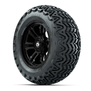 GTW® Shogun Gloss Black 14 in Wheels with 23x10-14 Predator  - 3/4 view