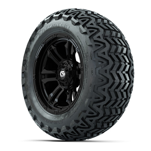GTW® Shogun Gloss Black 14 in Wheels with 23x10-14 Predator  - 3/4 view