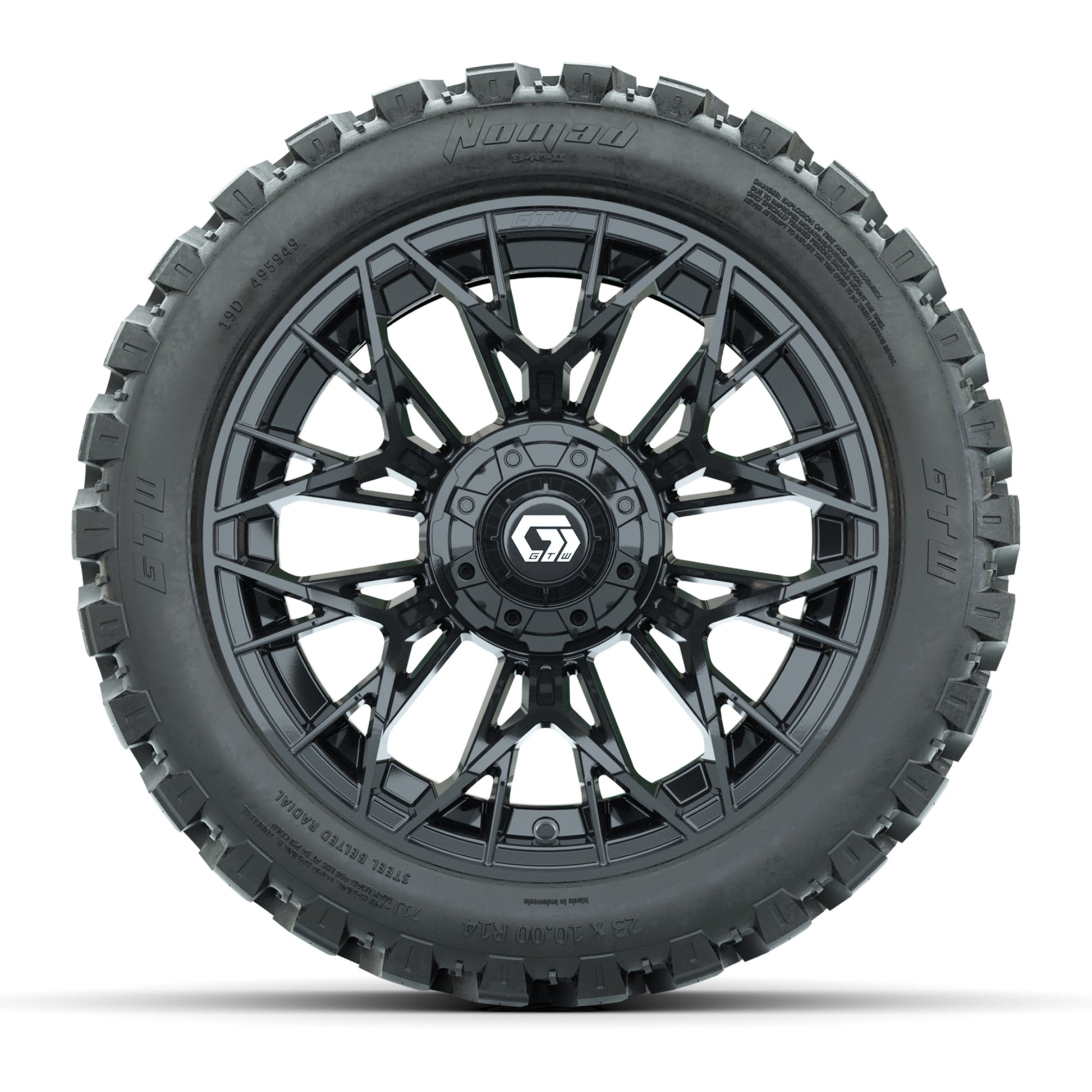 Set of (4) 14 in GTW® Stellar Black Wheels with 23x10-R14 No - front view