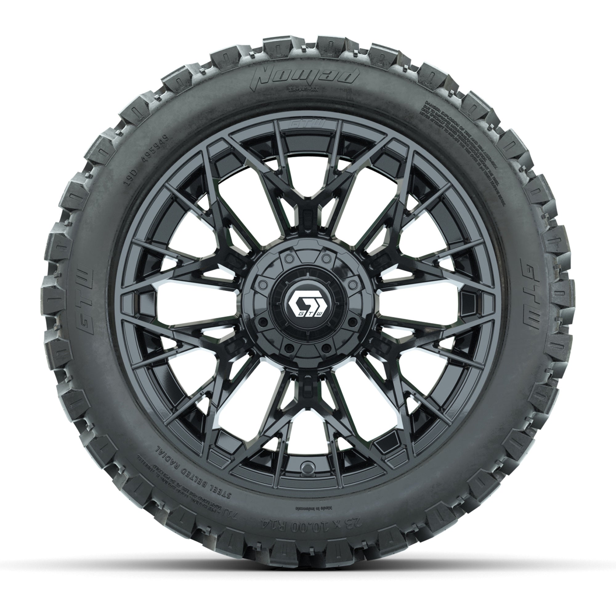 Set of (4) 14 in GTW® Stellar Black Wheels with 23x10-R14 No - 3/4 view