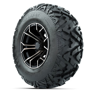 GTW® Spyder Matte Black/Bronze 12 in Wheels with 25X10-12 Barrage Mud Tires – Full Set