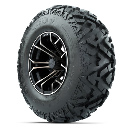 GTW® Spyder Matte Black/Bronze 12 in Wheels with 25X10-12 Barrage Mud Tires – Full Set