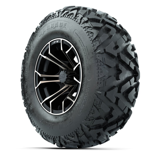 GTW® Spyder Matte Black/Bronze 12 in Wheels with 25X10-12 Barrage Mud Tires – Full Set