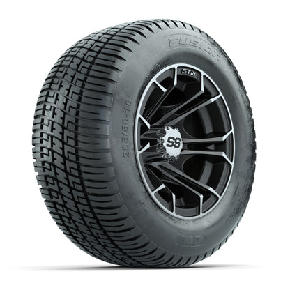 GTW Spyder Machined/Matte Grey 10 in Wheels with 205/50-10 Fusion Street Tires – Full Set