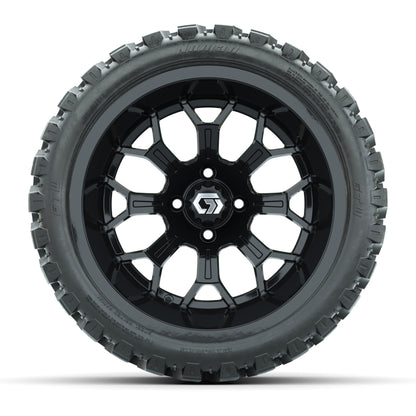 GTW Assault Gloss Black 15 in Wheels with 23X10-R15 Nomad Steel Belted Radial All-Terrain Tires – Full Set