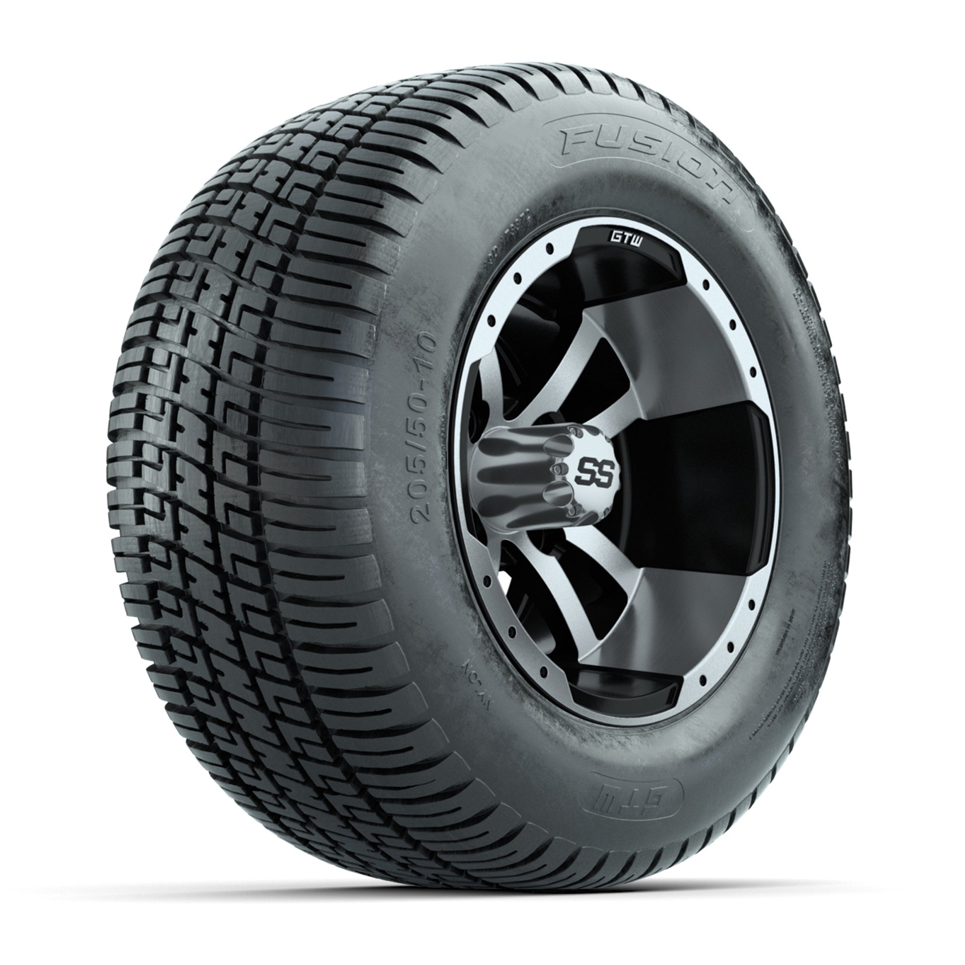 GTW Storm Trooper Black and Machined 10 in Wheels 18in Fusion Street Tires – Set of 4