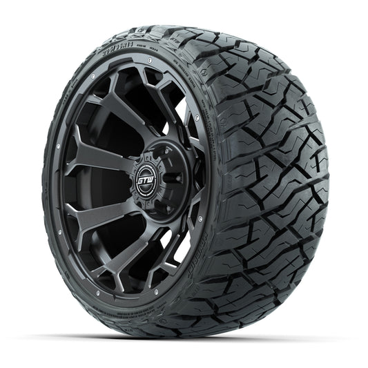 GTW® Raven Matte Gray/Ball Milled 14 in Wheels with 205/35-R - 3/4 view