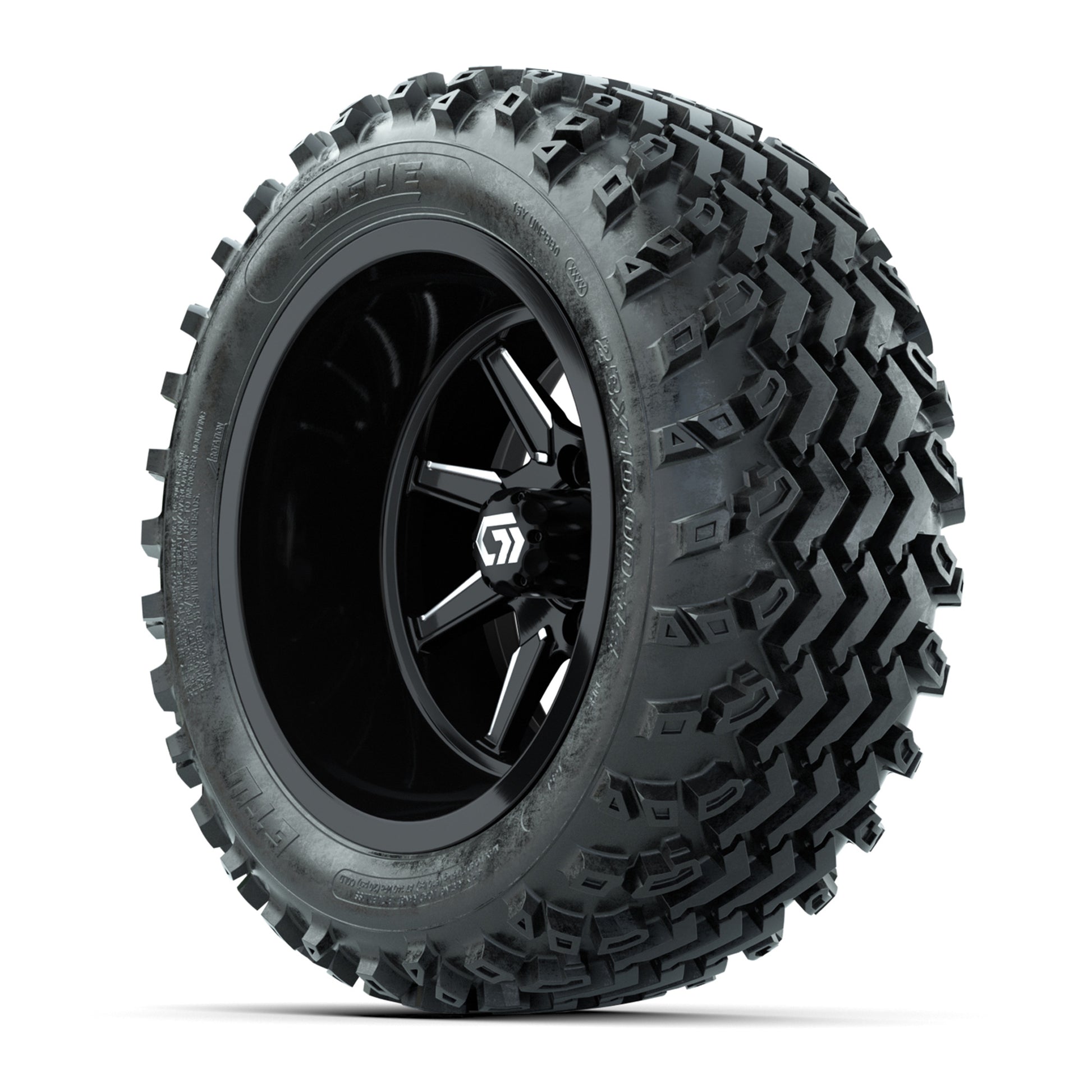 GTW Reaper Black/Machined 14 in Wheels with 23X10-R14 Rogue All-Terrain Tires – Full Set