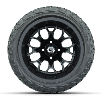 GTW Assault Gloss Black 14 in Wheels with 23X10-R14 Maverick Steel Belted Radial All-Terrain Tires – Full Set