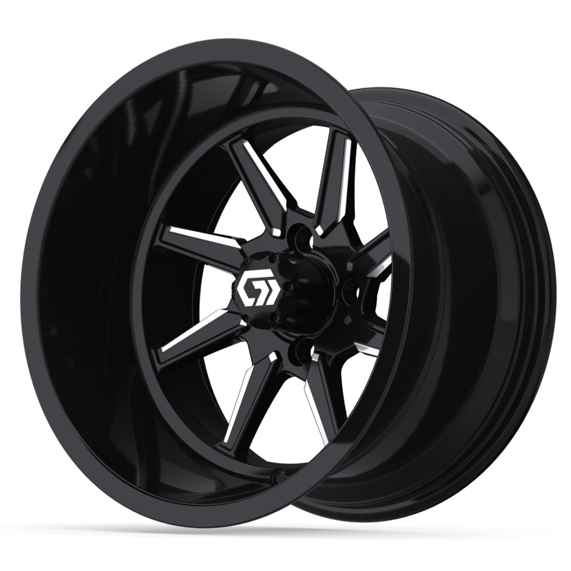 Reaper Ultra-Wide 15 inch GTW golf cart wheel - Black / Silver