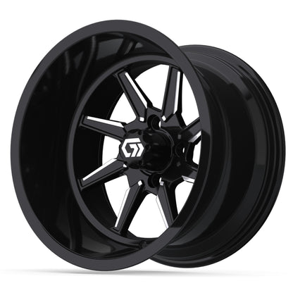 Reaper Ultra-Wide 15 inch GTW golf cart wheel - Black / Silver