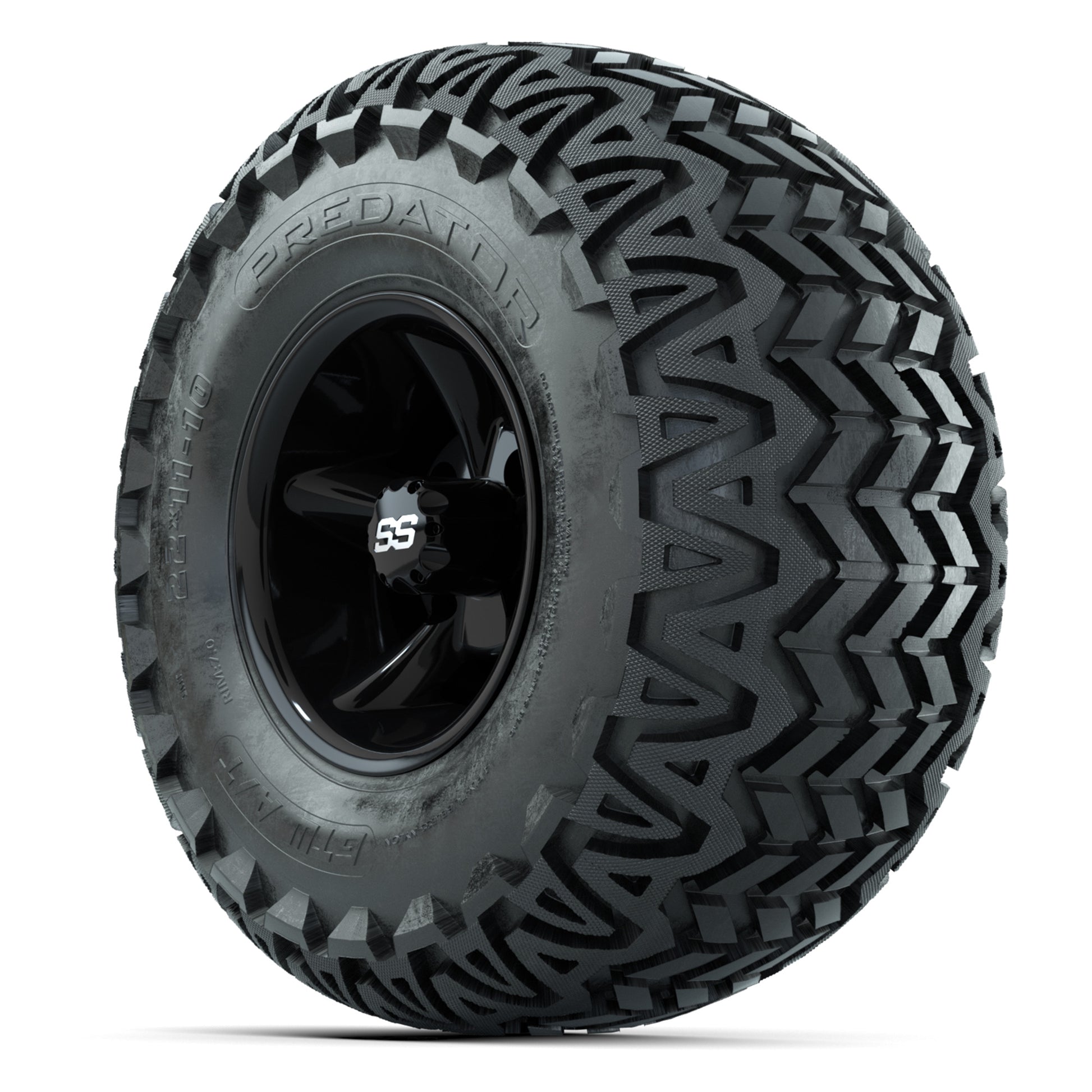 GTW Godfather Black 10 in Wheels with 22x11-10 Predator All-Terrain Tires – Full Set