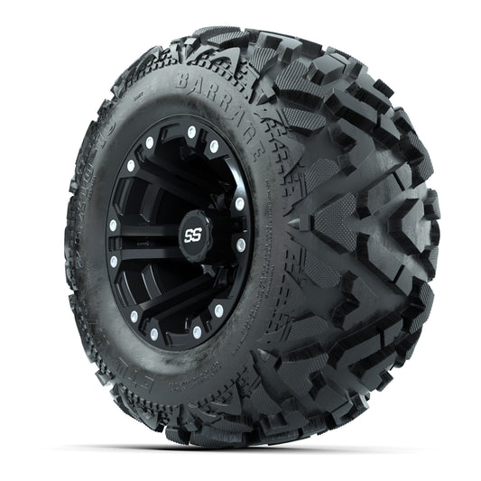 Set of (4) GTW® 10 inch Specter Matte Black Wheels on Barrage Mud Tires